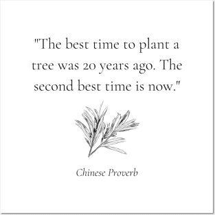 "The best time to plant a tree was 20 years ago. The second best time is now." - Chinese Proverb Inspirational Quote Posters and Art